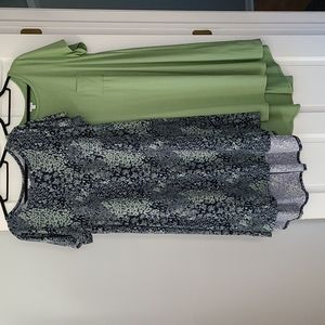 LuLaRoe 2XL Carly 2 for $20! Navy & Mint floral and Green